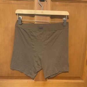 Skims Brown Cotton Ribbed Boxers, Size Large